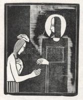 Pomogáts Béla (1912-?): Áldás, 1930-as évek. Fametszet, papír, jelzés nélkül, 8,5x7 cm