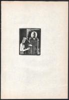 Pomogáts Béla (1912-?): Áldás, 1930-as évek. Fametszet, papír, jelzés nélkül, 8,5x7 cm