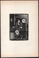 Pomogáts Béla (1912-?): Szerzetesek, 1930-as évek. Fametszet, papír, jelzés nélkül, 14,5x10,5 cm