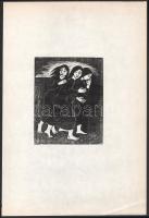 Iván Szilárd (1912-1988): Menekülő lányok feketében, 1930-as évek. Fametszet, papír, jelzés nélkül, 12,5x10 cm