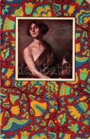 Wiener Stoff-Reproduktion style art postcard from the Viennese textile pattern series. Stoff-Reproduktion, B.K.W.I. Serie A s: C. O. Czeschka (EM)