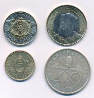 1994. 200Ft Ag "Deák" + 2021. 5Ft "75 éves a Forint - O" + 2023. 200Ft "Batthyány" kapszulában + 2024. 100Ft "MNB" kapszulában T:AU,XF