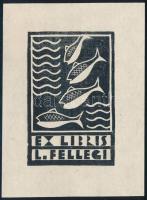 Whitney, Arthur Harold (1909-?): Ex libris L. Fellegi. Fametszet, papír, jelzés nélkül. 7x4,5 cm