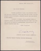 1930 Csánky Dénes (1885-1972) festőművész, a Szépművészeti Múzeum igazgatója autográf aláírással ellátott levele a Független Festőművészek Társaságának