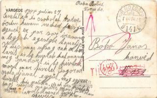 1944 Várgede, Hodejov; részletek, templom. Köhler Gyula kiadása / multi-view postcard with church + ...