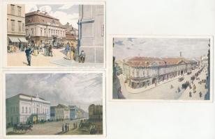 Budapest - 7 db régi képeslap a Műemlékek Országos Bizottságának sorozatából