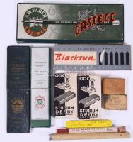 Kis doboznyi antik írószer tétel, közte Turán grafit, stb.