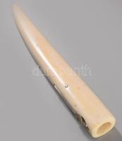 cca 1900 Szecessziós bőrbevonatos széthajtható fiókos szivartartó doboz, fedelében csont szivarvágóv...