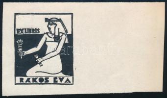 Ex libris Rákos Éva, 1930-as évek. Fametszet, papír, jelzés nélkül. 6x5 cm