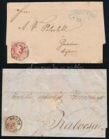 1850 6kr levélen "PESTH" + 1867 5kr levélen "PEST / ESTE" (12.000)