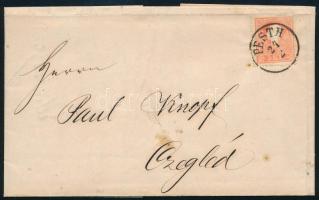 1861.02.27. 5kr II. típus levélen "PESTH" - Cegléd (8.000)