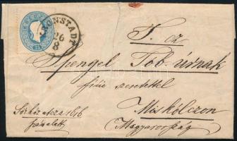 1862.08.26. 1861-es 15kr levélen, "KRONSTADT" + "KLAUSENBURG" - Miskolc