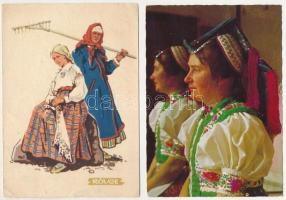 NÉPVISELET - 14 db MODERN motívum képeslap / FOLK COSTUME - 14 modern motive postcards