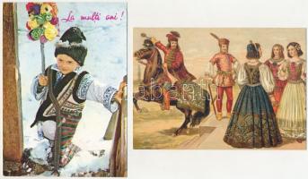NÉPVISELET - 14 db MODERN motívum képeslap / FOLK COSTUME - 14 modern motive postcards
