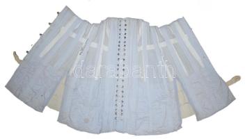 1880-1890 Corset Paris párizsi menyasszonyi ruha fűző, jelzett, kis foltokkal, csipke széllel, rendkívül ritka gyűjtői darab!