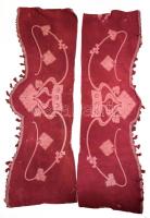 cca 1900 Szecessziós függöny felsőrész pár, klasszikus szecessziós mintával, foltokkal, cca 140x45 cm