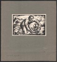 Schatz, Otto Rudolf (1900-1961): Faültető. Fametszet, papír, jelzés nélkül, papírra kasírozva, paípr...