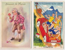 2 db RÉGI francia leporello üdvözlőlap / 2 pre-1945 French leporello greeting postcards