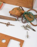 cca 1930/35 Pirográf készlet, dobozában, 14x22 cm