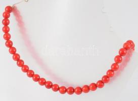 Csiszolt korall nyaklánc, fém csattal