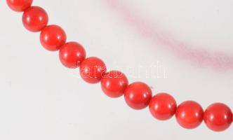 Csiszolt korall nyaklánc, fém csattal