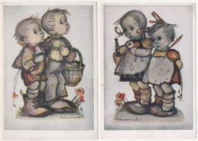 9 db MODERN Hummel művész képeslap gyerekekkel / 9 modern art postcards with children, signed by Hum...