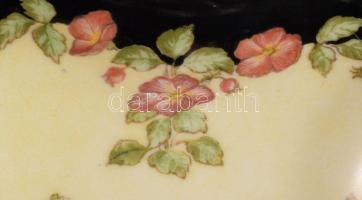 Antik ékszertartó tál alján Czapáry B-né felirattal, minimális kopással, 13x13 cm