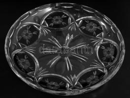 Kristály tál, borostyánszín páccal, hibátlan 30 cm