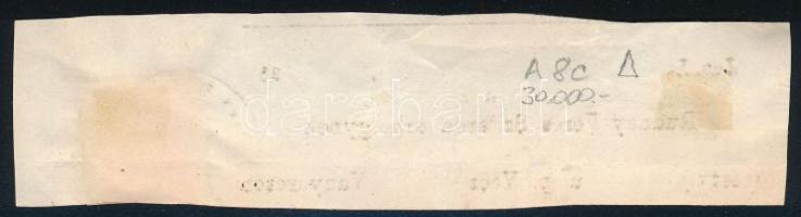 1867 Hírlapbélyeg (A8c) egy átkötőszalag előlapján, "VÁCZ", R! (30.000)