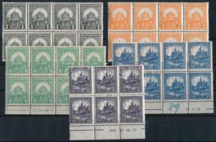 1926 Pengő-fillér (I.) 1f, 3f, 6f, 10f 8-as tömbökben + 16f 6-os tömbben (29.000)