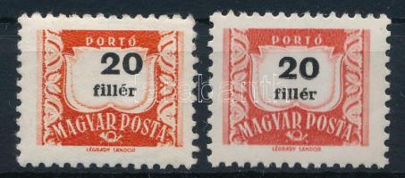1958 Vörös-fekete portó 20f eltolódott értékszámmal + támpéldány