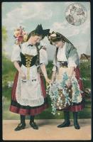 1909.09.12. Képes levelezőlap (Konrád-órák) " "G.BERZENCZE - P.NÁNA 87. SZ. b" vasúti...