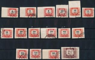 1958 Vörös-fekete portó vágott sor a 24f és 1,20Ft hiányzik / missing