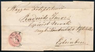 1867 5kr levélen "ALBA" - "TÉTÉNY" - "ERCSIN"