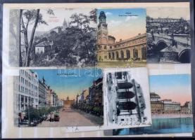 Prága, Praha, Prague - 6 pre-1945 town postcards set in an album page