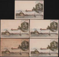 1896 5 db millenniumi levelezőlap, 4 db 2kr + 1 db 5kr, köztük 3 db használatlan