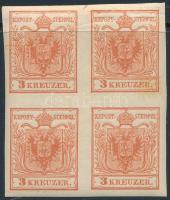 1850 3kr négyestömb újnyomat / reprint