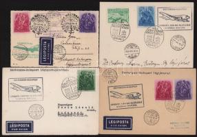 1938.08.15. 13 db légiposta levelezőlap "BUDAPEST-ESZTERGOM ÁRPÁDHÁZI KIRÁLYOK PALOTÁJÁNAK AVAT...