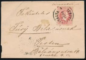 1871 5kr levélen "BESZTERCZEBÁNYA" - "PEST / DÉL UTÁN"