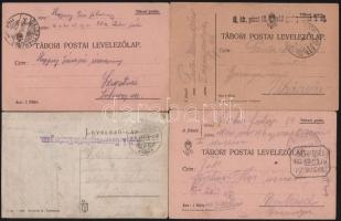 1915-1942 7 db tábori posta levelezőlap, köztük postaügynökségi bélyegzések, cenzurák