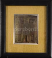 Régi kínai pénz másolat dekoratív keretben, 16x15 cm