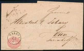 1867 1864-es 5kr vörös, levélen "TÁLLYA" (Gudlin 200 pont) - "FORRÓ" - "WIEN"