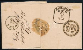 1867 1864-es 5kr vörös, levélen "TÁLLYA" (Gudlin 200 pont) - "FORRÓ" - "WIE...