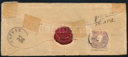 1858 Ajánlott levél 15kr II. típ. + hátoldalon 10kr II. . bélyeggel "KLAUSENBURG" - "...