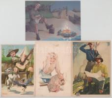 7 db régi cserkész képeslap közte 3 db Márton Lajos grafikáival továbbá 8 modern cserkészlap ill. reprint