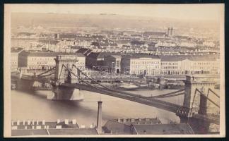 cca 1870-1880 Budapest látképe a Lánchíddal, 6,5x11 cm
