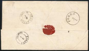 1853 6kr HP III. típ. levélen "ERLAU" - "TÁLLYA" - "FORRÓ" - "NAG...