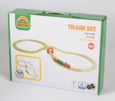 Wooden Train Set fa vonatpálya játék bontatlan dobozában, 29x39 cm