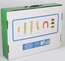 Wooden Train Set fa vonatpálya játék bontatlan dobozában, 29x39 cm