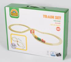 Wooden Train Set fa vonatpálya játék bontatlan dobozában, 29x39 cm